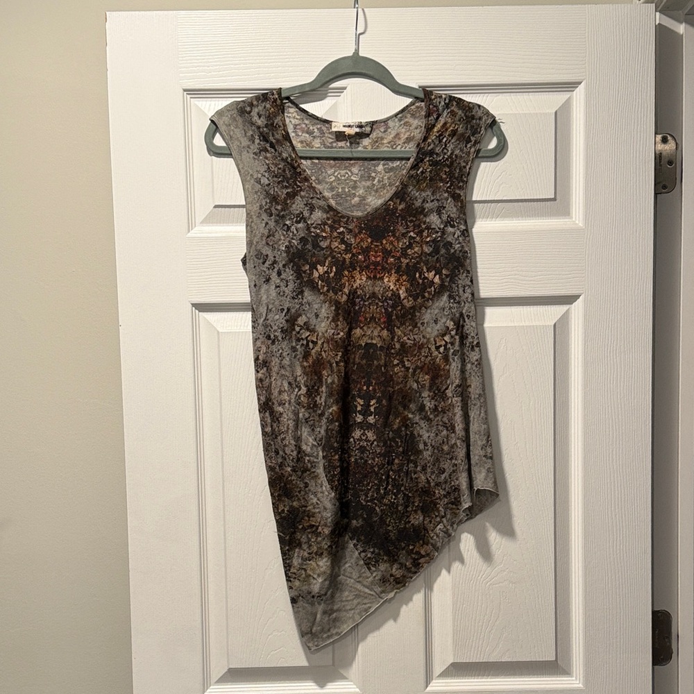 Helmut Lang Asymmetrical Tank Top - Brown and Gray